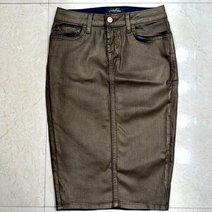 Seven Two Denim coated copper denim pencil skirt